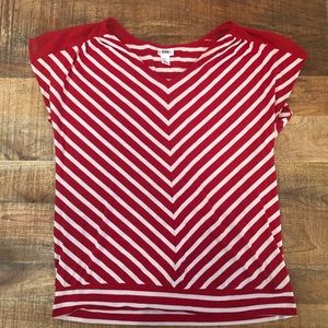 Red and white maternity top
